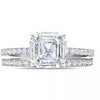 CRISLU LARGE ASSCHER CUT SOLITAIRE AND PAVE RING SET - ICE