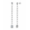 CRISLU Large Link Prong Drop Earrings Finished in Pure Platinum - ICE