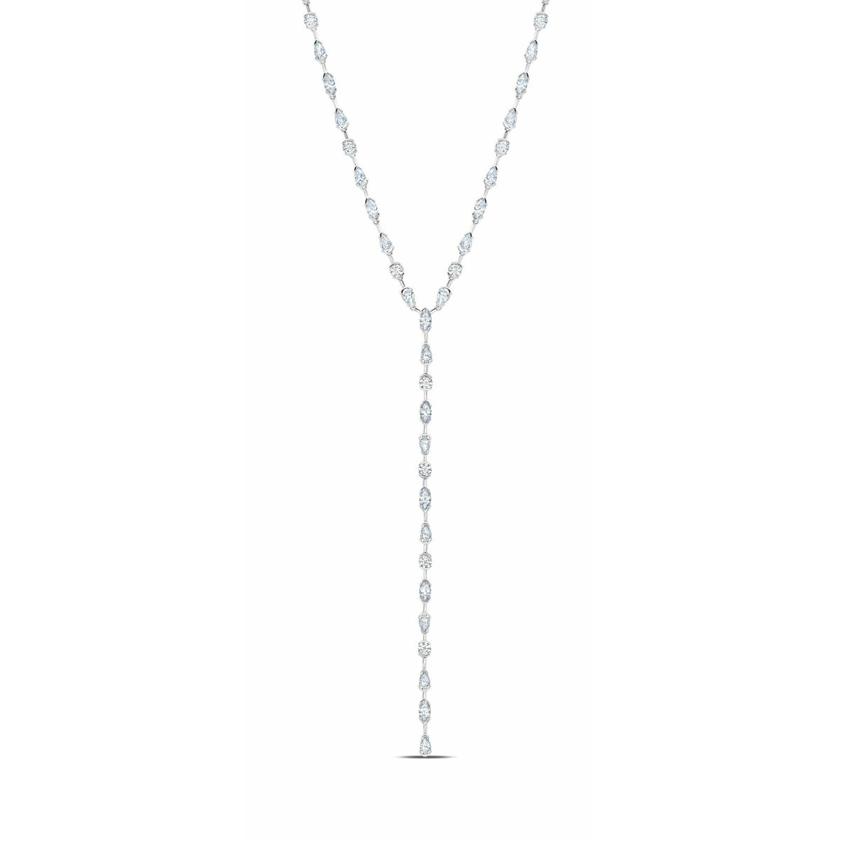 CRISLU Lavish Y-Shaped CZ Necklace Finished in Pure Platinum/18kt Gold– ICE