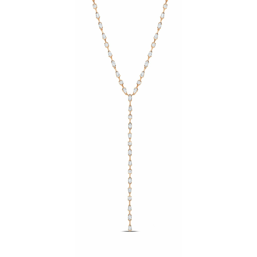 CRISLU Lavish Y-Shaped CZ Necklace Finished in Pure Platinum/18kt Gold/18kt Rose Gold - ICE