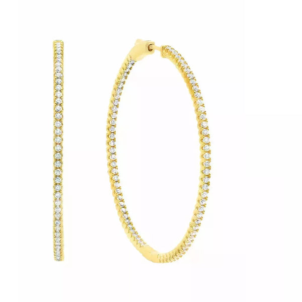 CRISLU MEDIUM PAVE HOOP FINISHED IN 18KT YELLOW GOLD - ICE