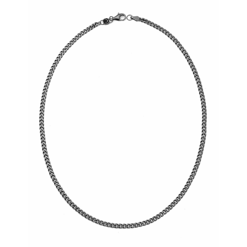 CRISLU Mens 18" Matte Curb Chain Necklace In Black Rhodium - ICE
