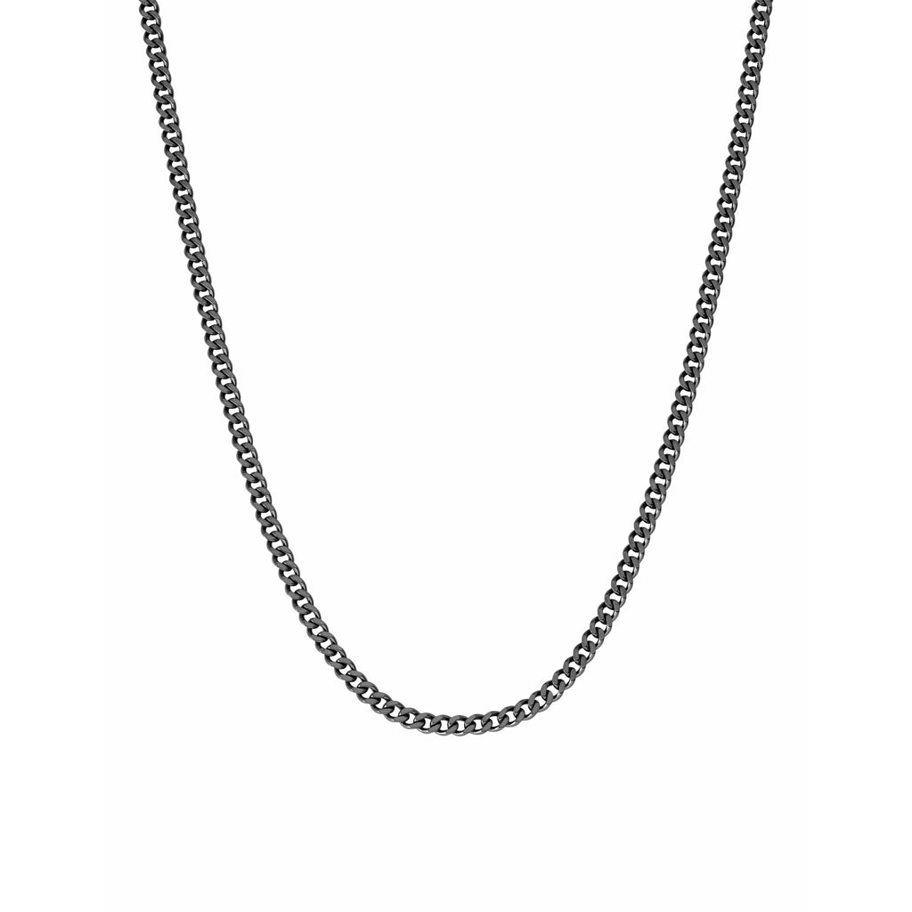 CRISLU Mens 24" Matte Curb Chain Necklace In Black Rhodium - ICE