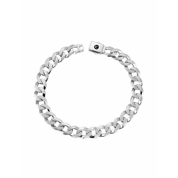 CRISLU Mens Matte Curb Chain Bracelet Finished in Pure Platinum - ICE