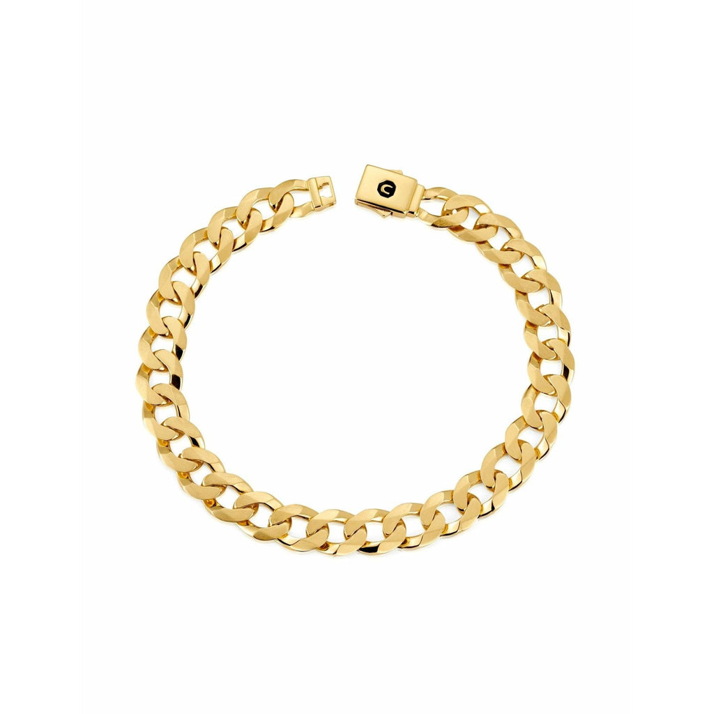 CRISLU Mens Matte Curb Chain Bracelet In 18KT Yellow Gold - ICE