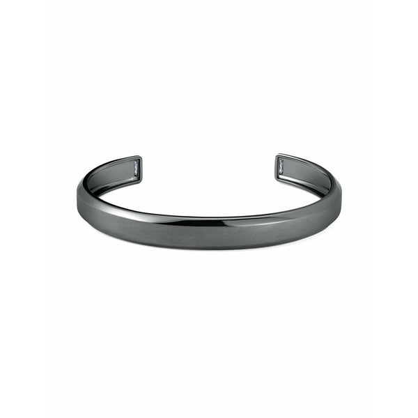 CRISLU Mens Smooth Cuff Bangle with Baguette CZ Finished In Black Rhodium - ICE