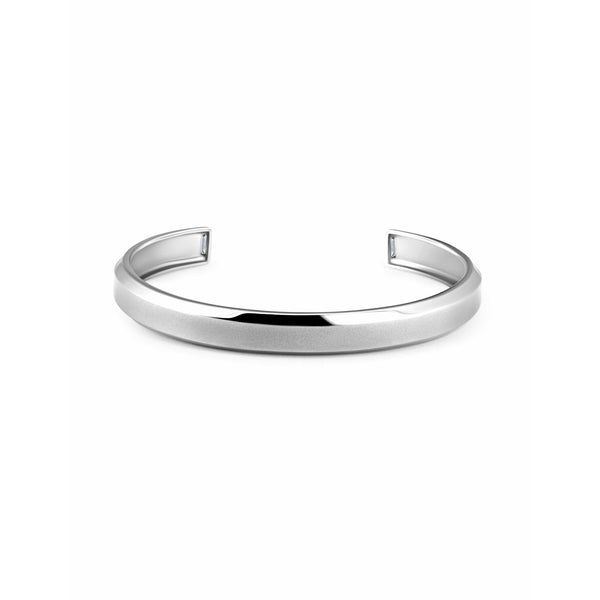 CRISLU Mens Smooth Cuff Bangle with Baguette CZ Finished In Pure Platinum - ICE