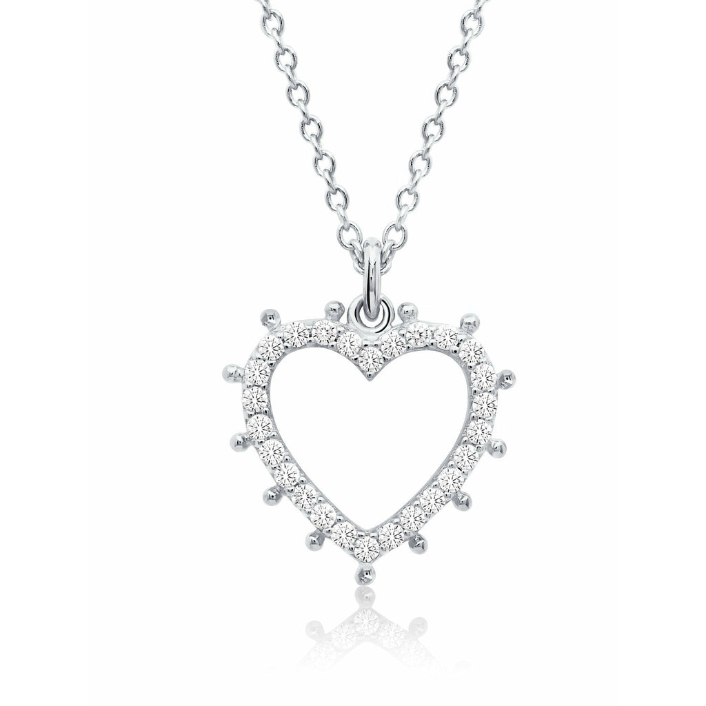 CRISLU Motif Heart Pendant Necklace finished in Pure Platinum - ICE