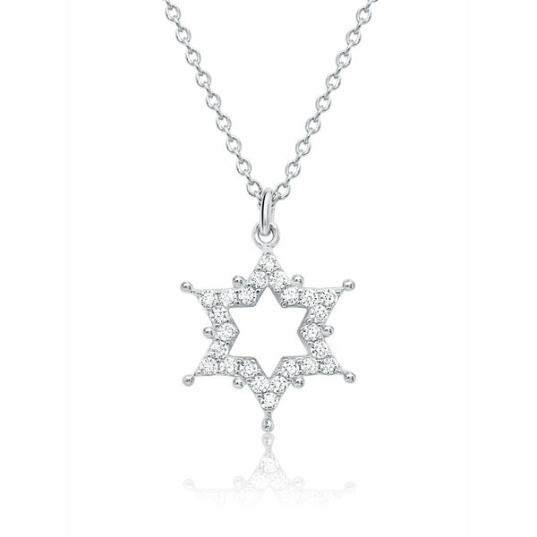 CRISLU Motif Star of David Pendant Necklace finished in Pure Platinum - ICE