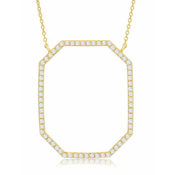 CRISLU Open Octagon Pave Necklace In 18kt Yellow Gold - ICE