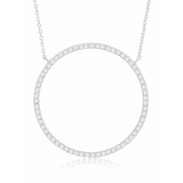 CRISLU Open Pave Circle Necklace In Pure Platinum - ICE