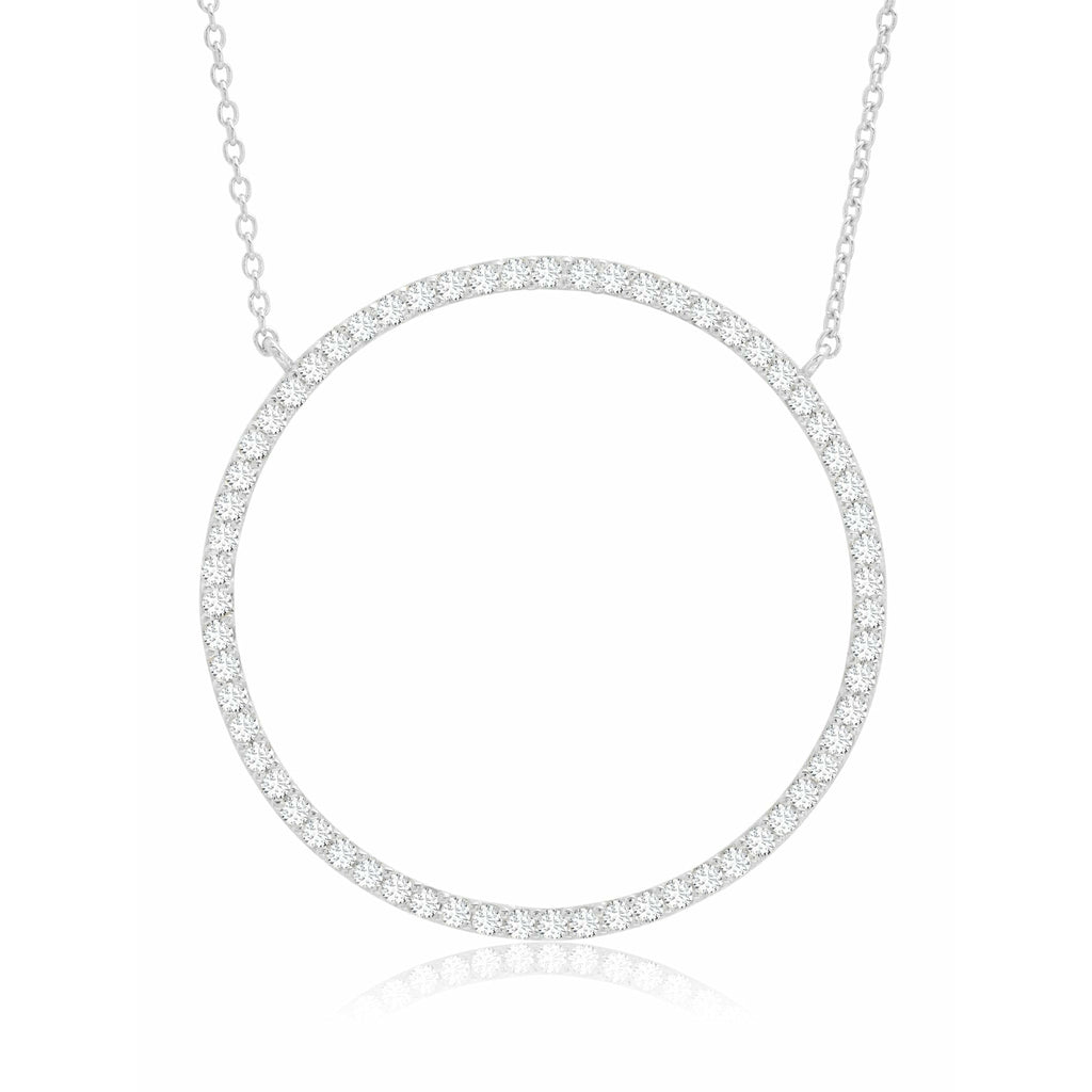 CRISLU Open Pave Circle Necklace In Rose Gold - ICE