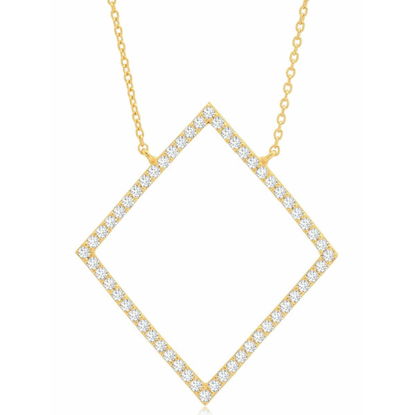 CRISLU Open Pave Diamond Necklace In 18kt Yellow Gold - ICE