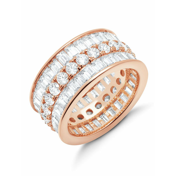 CRISLU Parallel - 18k Rose Gold Finish Baguette Eternity Ring - ICE