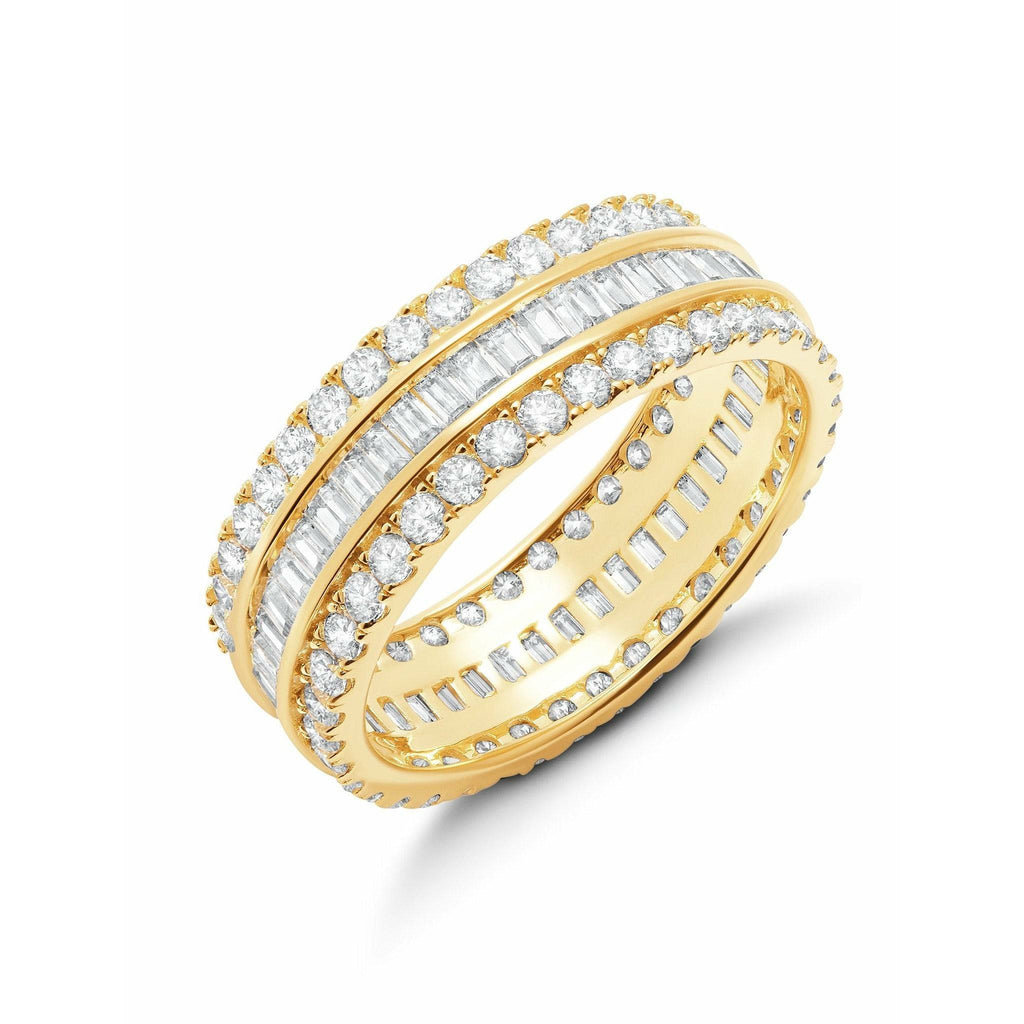 CRISLU Parallel - Small 18k Gold Finish Baguette Eternity Ring - ICE