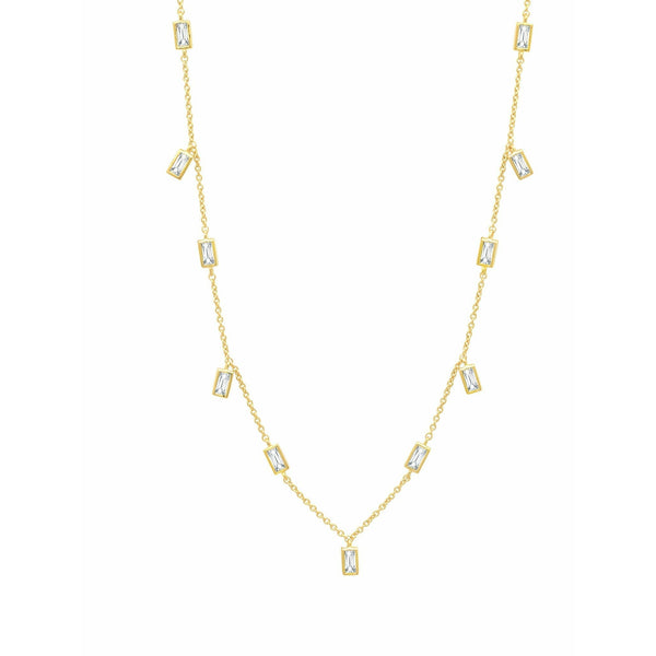 Crislu Prism Baguette 16" Necklace finished in 18KT Gold Finish - ICE