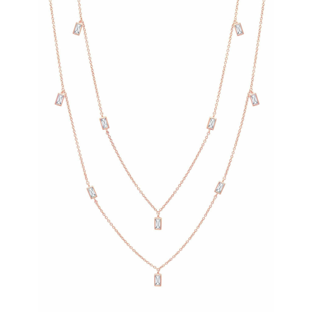 Crislu Prism Baguette 36" Necklace finished in 18KT Rose Gold - ICE