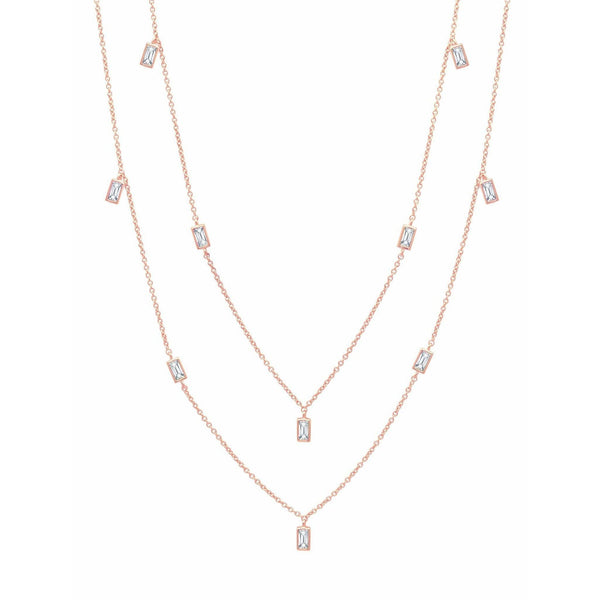 Crislu Prism Baguette 36" Necklace finished in 18KT Rose Gold - ICE