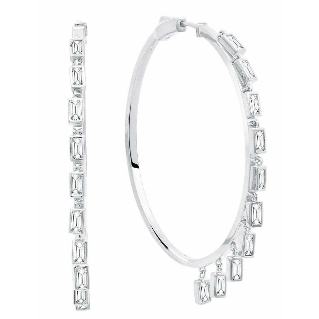 CRISLU Prism II Hoop Earrings finished in Pure Platinum - ICE