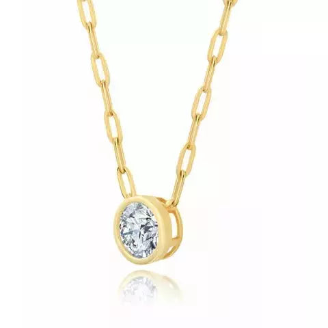 CRISLU ROUND SOLITAIRE CZ STONE WITH PAPERCLIP CHAIN - ICE