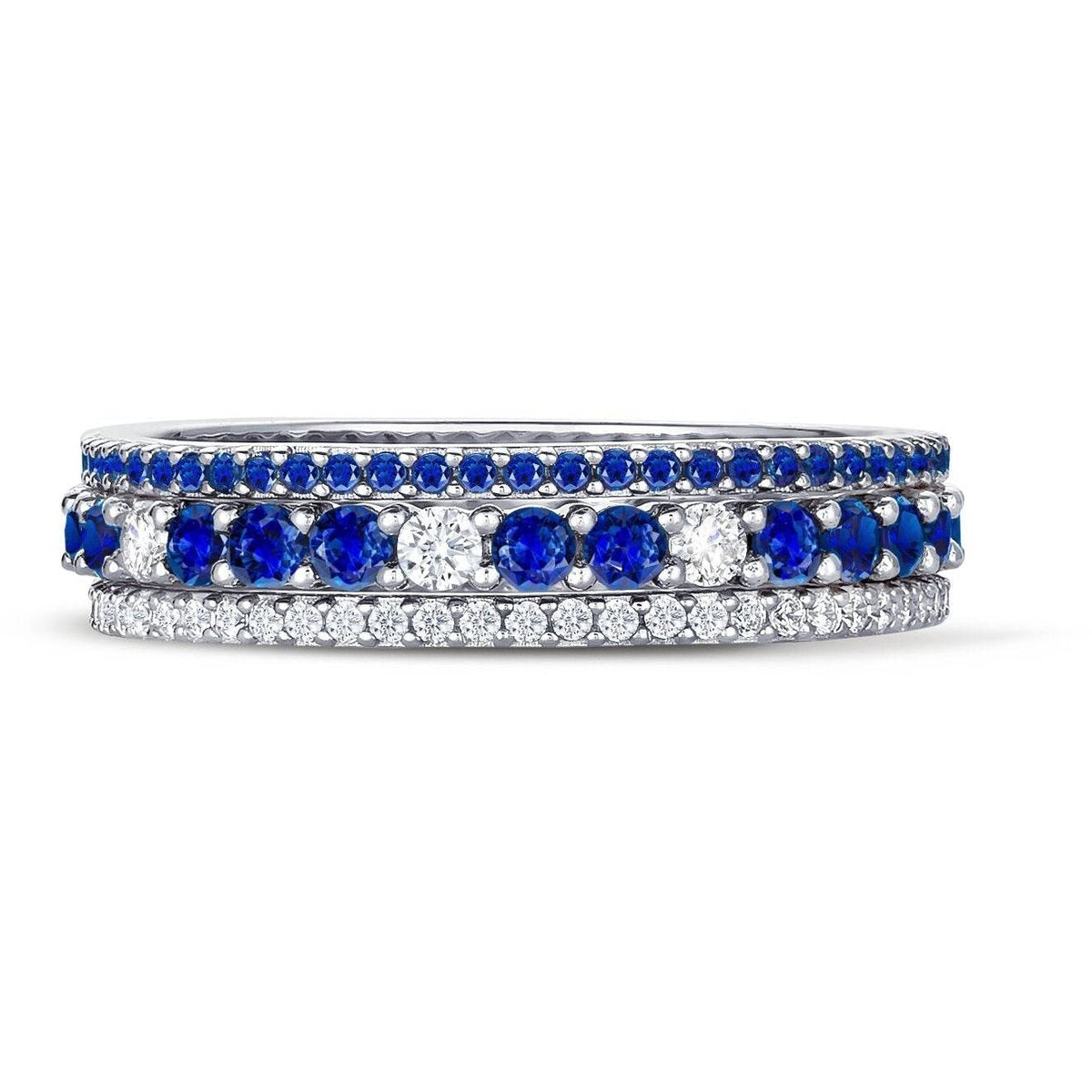 CRISLU Sapphire CZ and Clear Stunning Stacks Ring Set– ICE