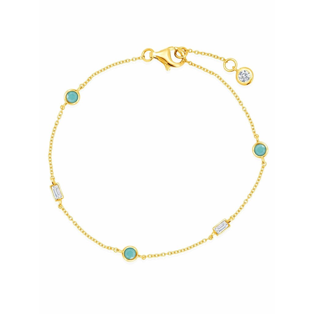 CRISLU SEVEN SEAS Turquoise and Cubic Zirconia Chain Bracelet-Gold - ICE