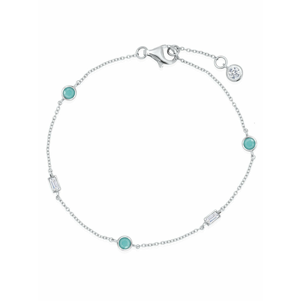 CRISLU SEVEN SEAS Turquoise and Cubic Zirconia Chain Bracelet-Silver - ICE