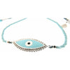 TAI Large Turquoise & Silver  Evil Eye Bracelet 