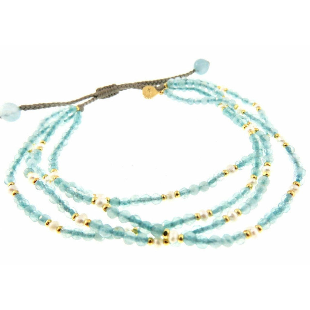 TAI  Amanozite Quadruple Stranded Bead Bracelet Gold 