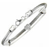 Lau International 3 Diamond Hearts Silver Cable Bracelet - ICE