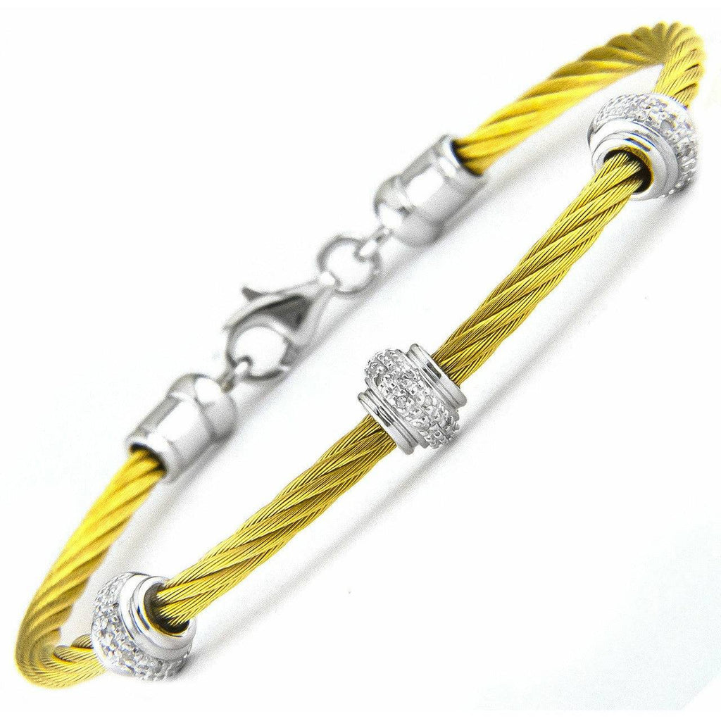 Lau International 3 Diamond Rondell Yellow Cable Bracelet - ICE