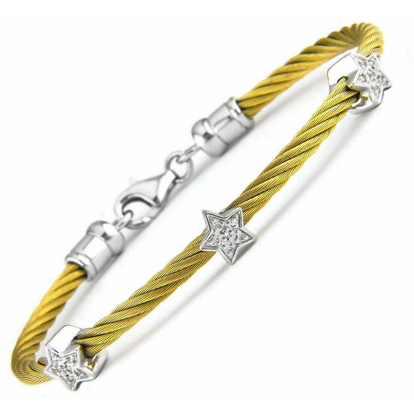 Lau International 3 Diamond Stars Yellow Cable Bracelet - ICE