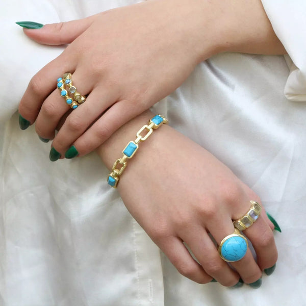 Marcia Moran Eliosa Brushed Gold & Stone Bracelet - ICE
