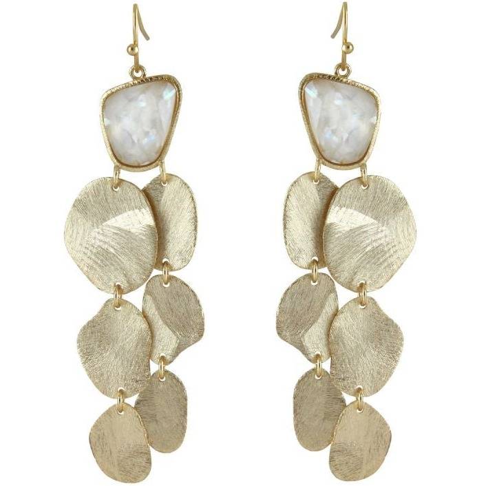 Marcia Moran Heather DIsc Drop Earrings with Stone on Wire - ICE