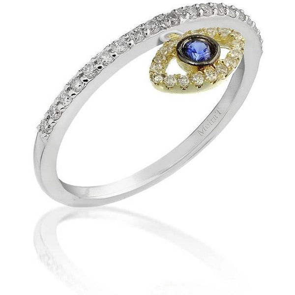 Meira T 14k, Diamond and Blue Sapphire Evil Eye Ring - ICE