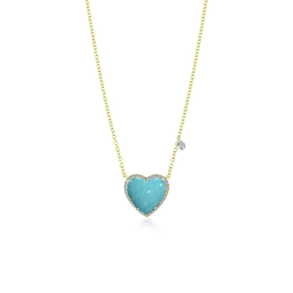 Meira T 14K Yellow Gold Turquoise Heart Necklace - ICE