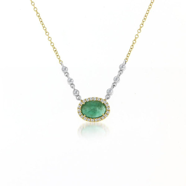 Meira T 14kt Emerald and Diamonds Bezel Necklace - ICE