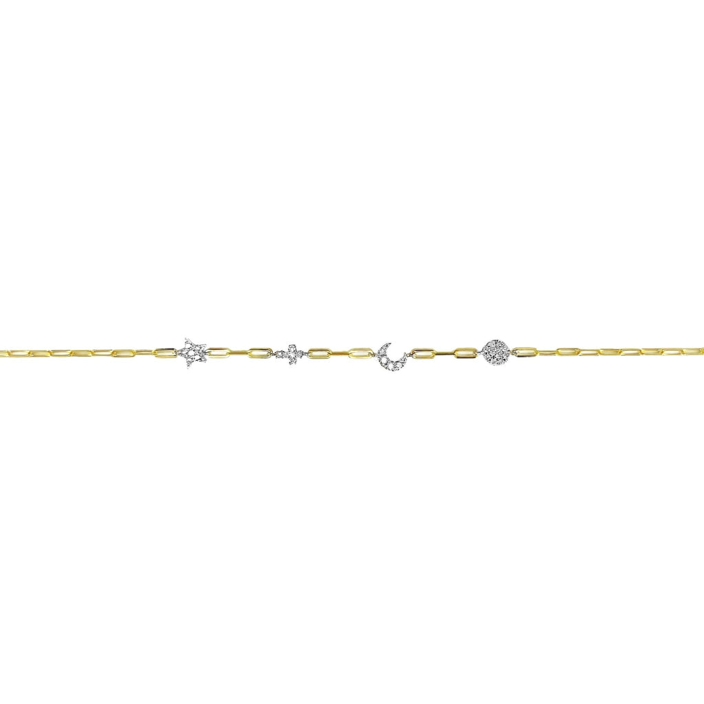 Meira T Dainty Diamond Diamond Charm Paperclip Bracelet - ICE