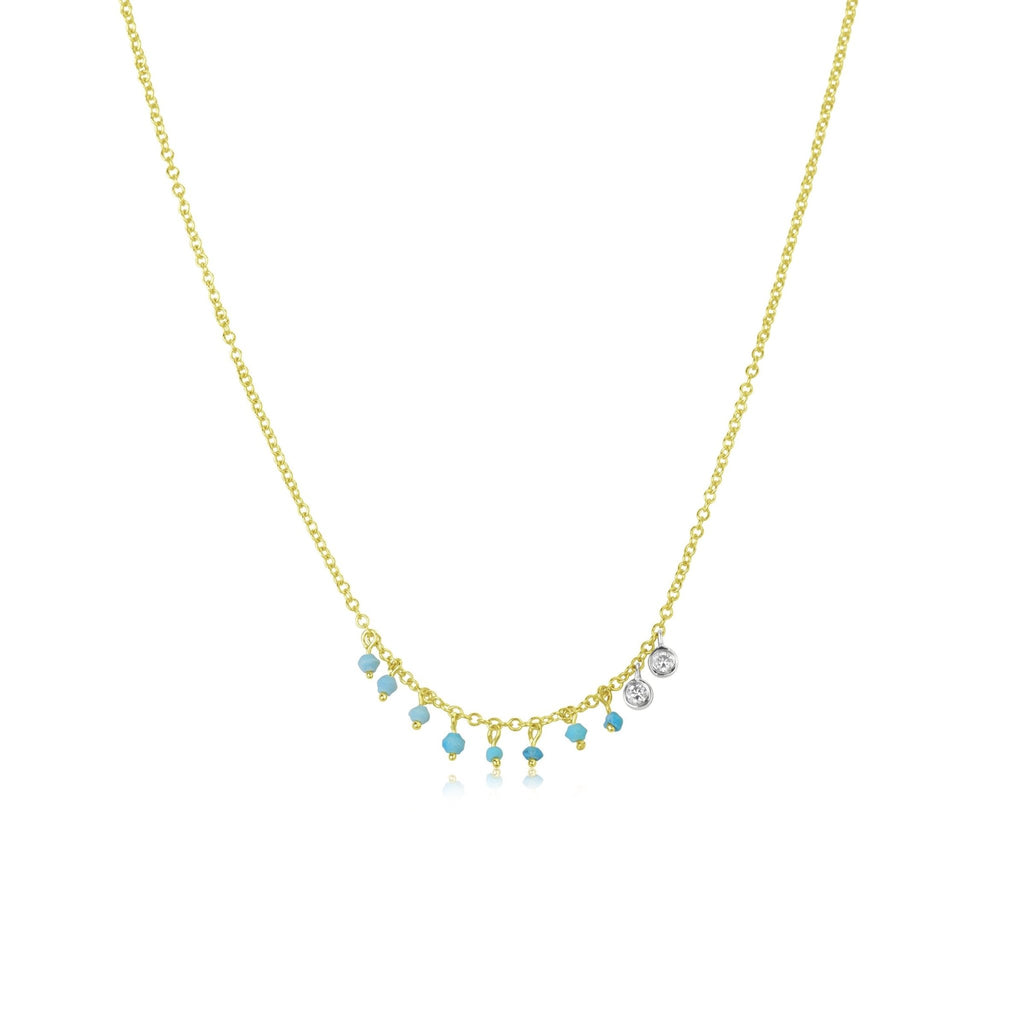 Meira T -Dainty Turquoise Bezel Necklace - Gold - ICE