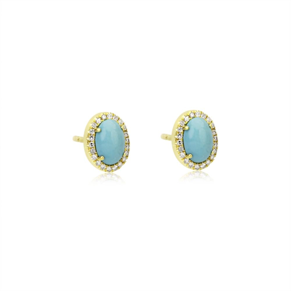 Meira T Diamond and Turquoise Stud Earrings - ICE