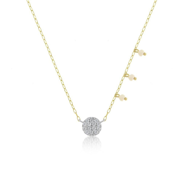 Meira T - Diamond Disk and Pearls Necklace - ICE