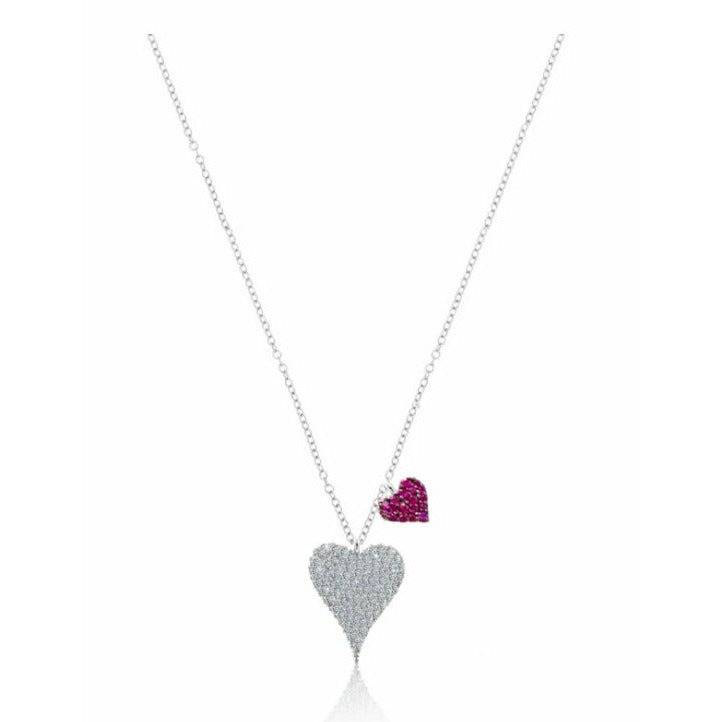 Meira T Double Heart Ruby and Diamond Heart Necklace - ICE