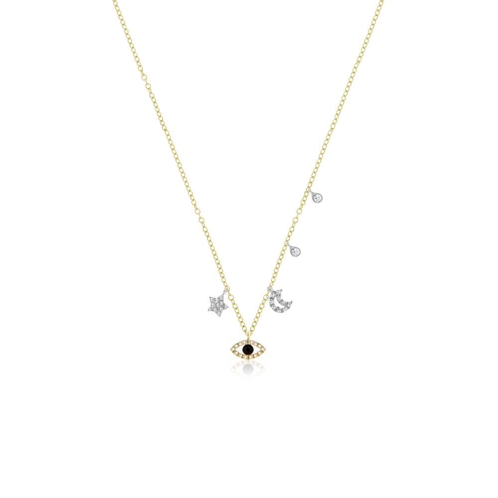 Meira T-Moon and Star Dainty Evil Eye Necklace - ICE