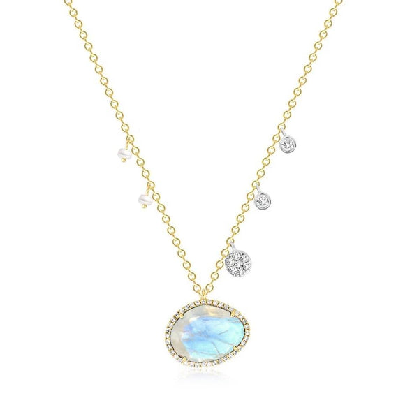Meira T Moonstone with Off-Centered Pearls & Diamond Charms - ICE