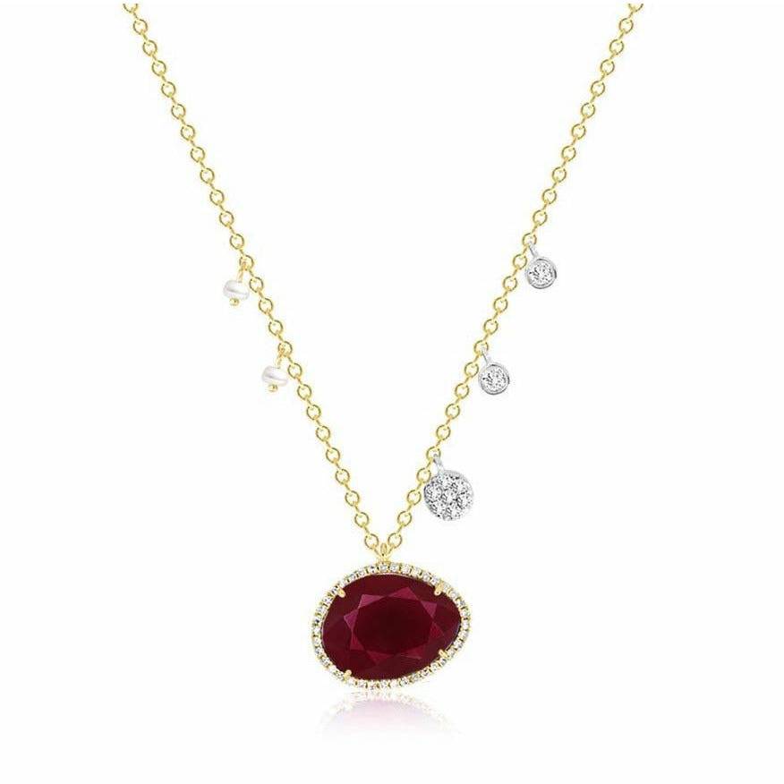 Meira T Ruby Off-Centered Pearls & Diamond Charms - ICE