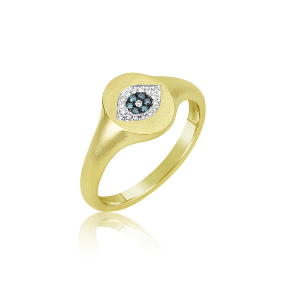 Meira T Sapphire Pave Diamond Evil Eye Signet Ring - ICE