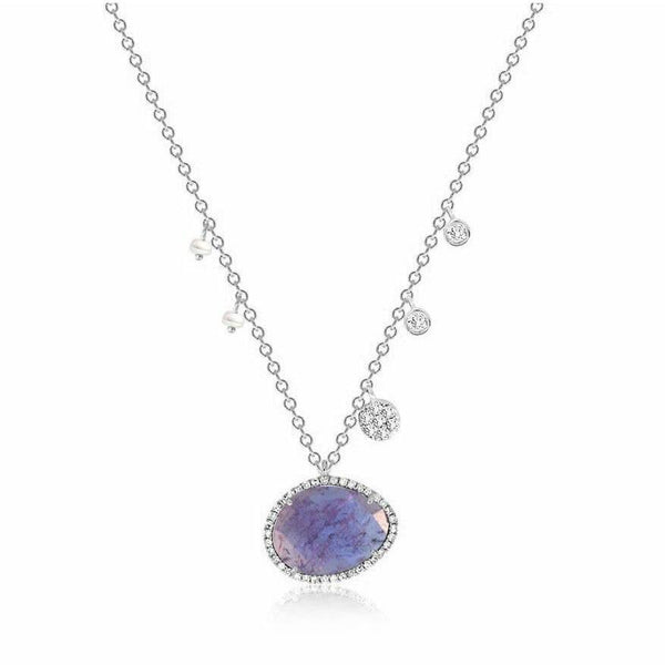 Meira T Tanzanite with Off-Centered Pearls & Diamond Charms - ICE