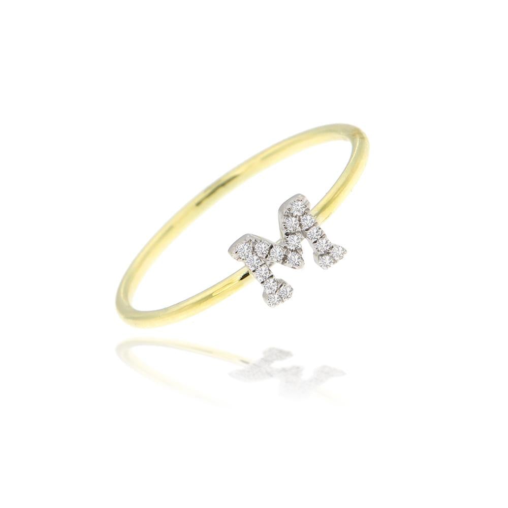 Meira T Yellow Gold and Diamond Initial RIng - ICE