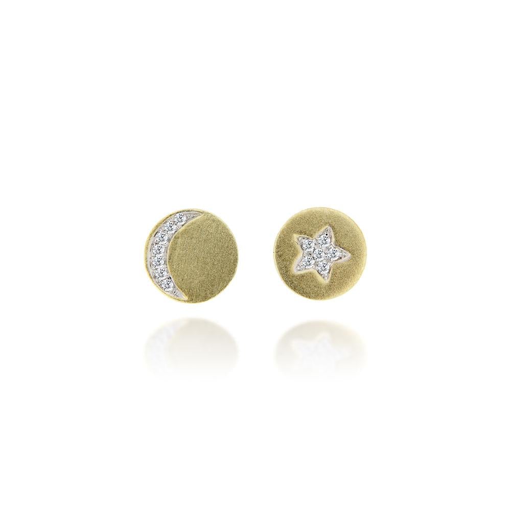 Meira T Yellow Gold Celestial Diamond Stud Earrings - ICE