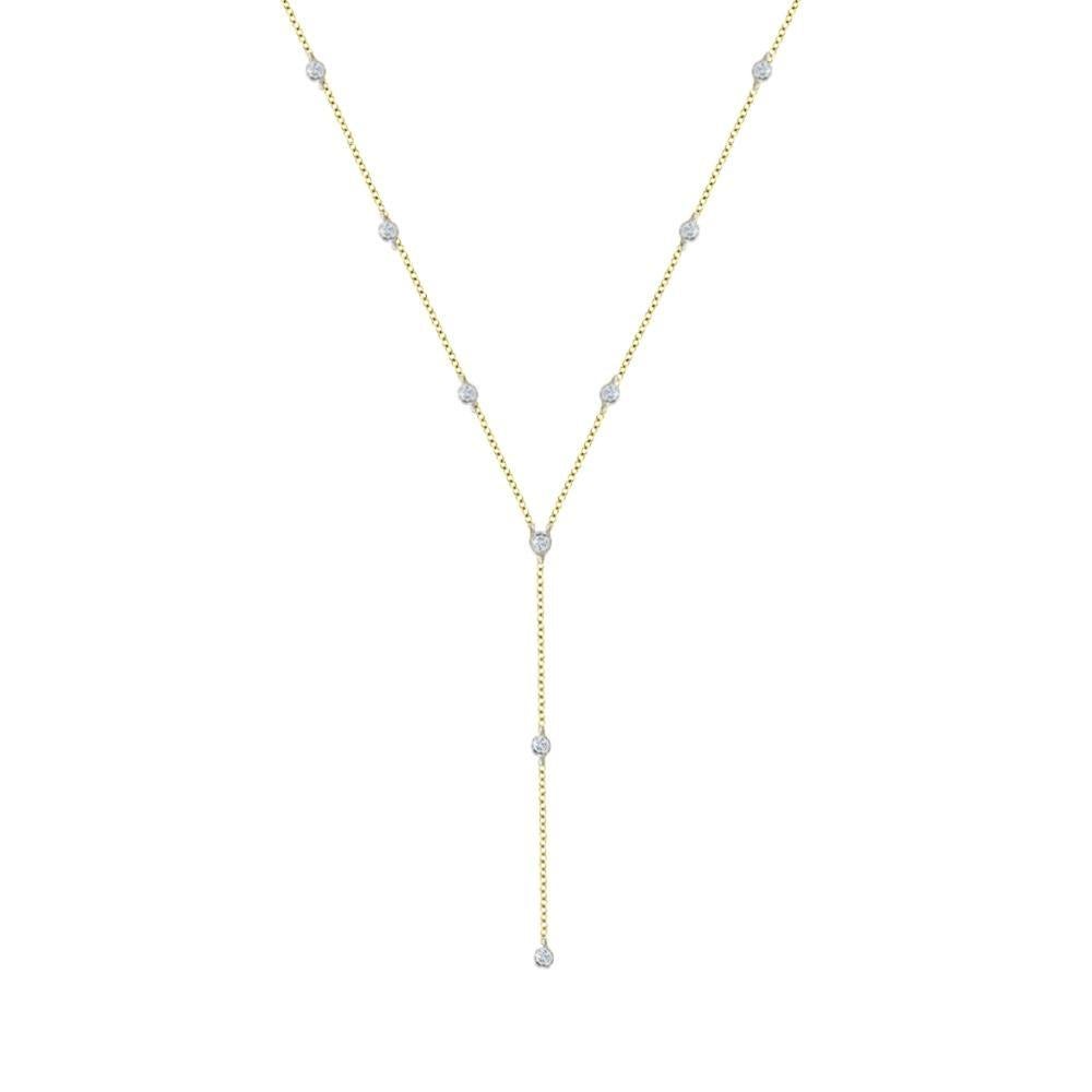 Meira T Yellow Gold Diamond Bezel Y Necklace - ICE